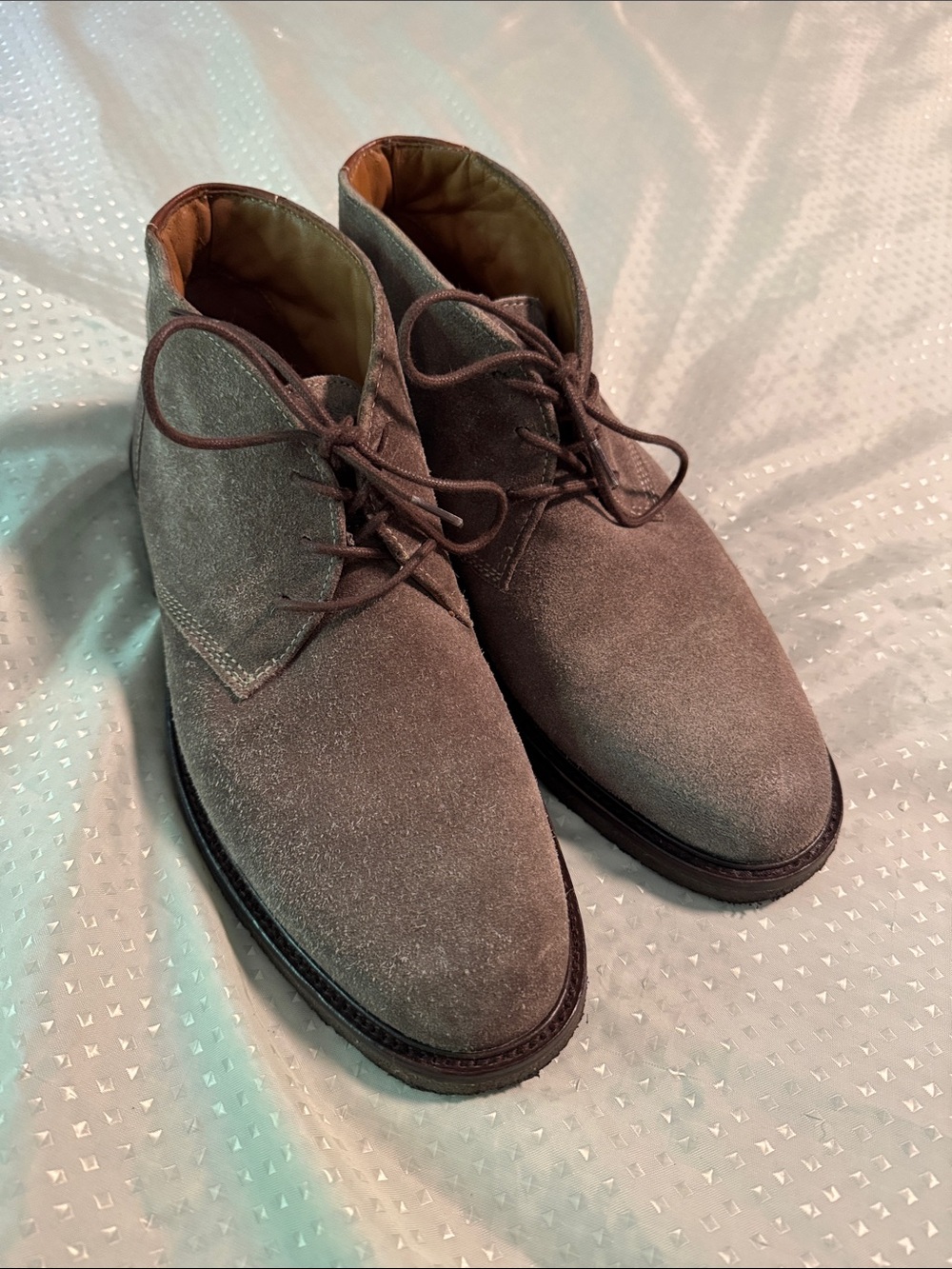 Johnston & Murphy Brown Sheepskin Suede Chukka Boots - Lace-Up 25-3019 8.5M